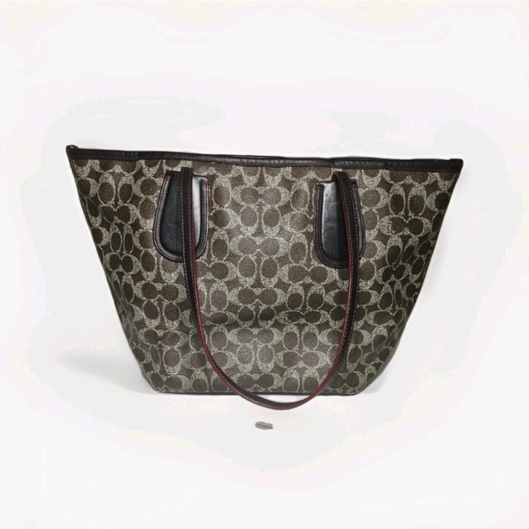 Coach Brown and Black Signature Tote - Picture 3 of 12